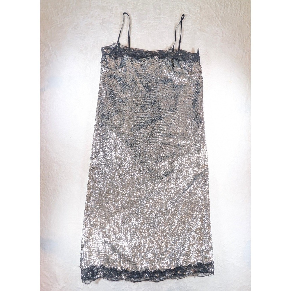 Lilly Sisto x Gianna Bini Allegra Sequin Lace Slip Dress Silver Size 6 NWT - Picture 5 of 12